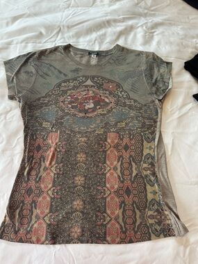 Yukiko Multicolor Patterned Short Sleeve Tee